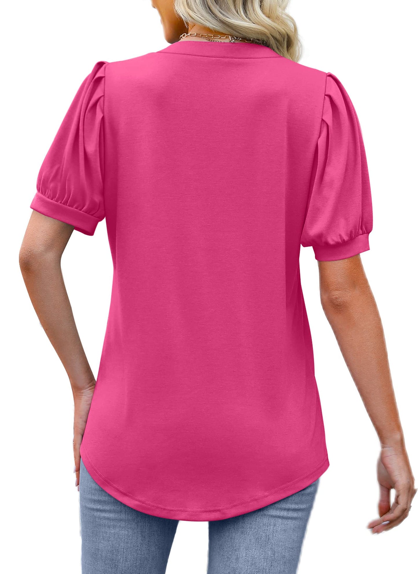 ✨Women's Pleated Puff Sleeve V Neck Tunic Tops(buy 3 free shipping)