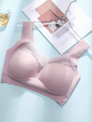 Women's Mesh Seamless Smooth Comfort Wire Free Bra Pink