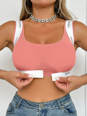 Front-Closure Wire-Free Push-Up Sports Bra Pink