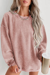 ✨ Women's Solid Color Ribbed Knit Round Neck Pullover Sweatshirt (Buy 2 Free Shipping)