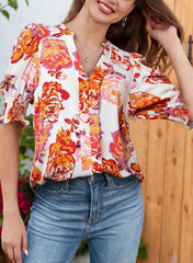 ✨Floral V-Neck Puff Sleeve Blouse(buy 2 free shipping!!!)