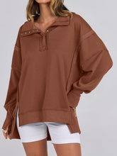 ✨Women's Oversized High Low Split Button Up Henley Pullover Top