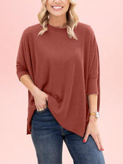 Raised Rib Easy-Fit Dolman 3/4 Sleeve Top