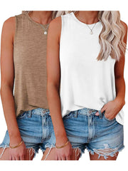 ✨Womens Crew Neck Sleeveless Loose Fit Casual 2 Pack Tank Tops (Buy 3 Free Shipping)