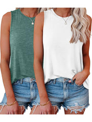 ✨Womens Crew Neck Sleeveless Loose Fit Casual 2 Pack Tank Tops (Buy 3 Free Shipping)