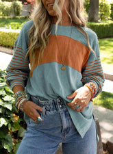 ✨Women's Cute Color Block Long Sleeve Casual Top(BUY 2 FREE SHIPPING)