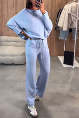 Women's Casual Off-shoulder Solid Color Two-piece Suit