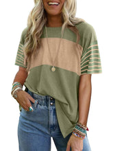 ✨Womens Oversized Crewneck Casual Color Block Striped Shirts Blouses(Buy 3 Free Shipping)