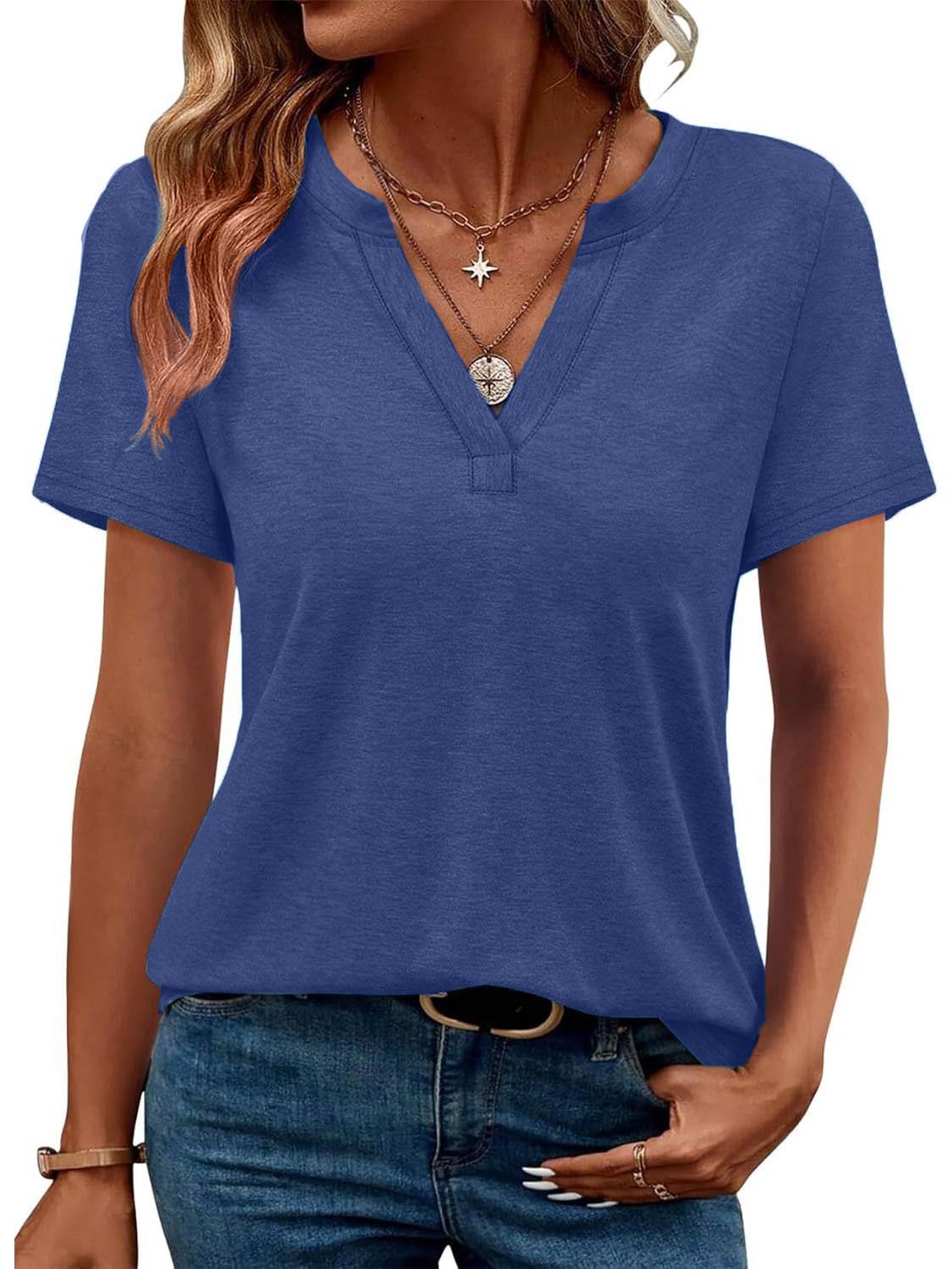 ✨Womens Short Sleeve V Neck Casual Loose Fit T-shirts (Buy 3 Free Shipping)