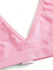 Seamless Strapless Wire-Free Breathable Comfortable Back Bra Pink