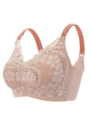 Plus Size Large Cup Lace Non-Steel Ring Maternity Nursing Bra LightCoral