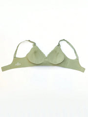 Soft Gel Seamless Wireless One-Piece Fixed Cup Nursing Bra OliveDrab