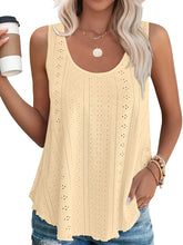 HOT SALE Women's Casual Loose Scoop Neck Wide Strap Eyelet Tank Tops