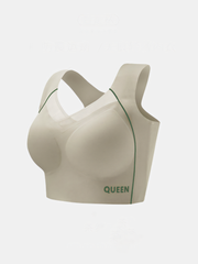 Large Size Beauty Backless Shockproof Gathering Non-Steel Ring Sports Bra LightSeaGreen