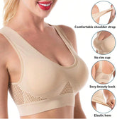 Ventilate Mesh Medium Support Plus Size Wireless Sports Bra Tan