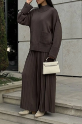 Women's Turtleneck Long Sleeve Sweatshirt Two Piece Set