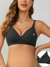 Soft Gel Seamless Wireless One-Piece Fixed Cup Nursing Bra Black