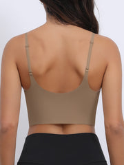 Sexy U-Back Yoga Bra with Adjustable Thin Straps for Shaping and Support Tan