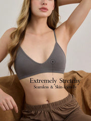 Seamless Strapless Wire-Free Breathable Comfortable Back Bra Gray