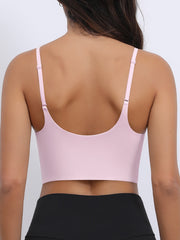 Sexy U-Back Yoga Bra with Adjustable Thin Straps for Shaping and Support HotPink