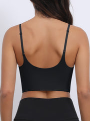 Sexy U-Back Yoga Bra with Adjustable Thin Straps for Shaping and Support Black