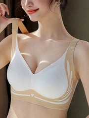 Soft Support Push-up Side Breasts Anti-sagging Sports Seamless Bra Beige