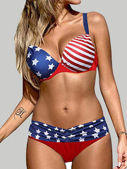 Women's High-Waisted Printed Bikini Lingerie with Strappy Top and Underwire Support Picture Colors