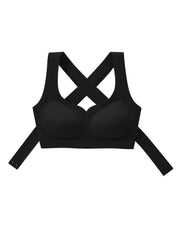 Sports gather seamless breathable lifting anti-sagging bra Black