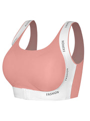 Front-Closure Wire-Free Push-Up Sports Bra Pink