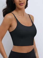 Sexy U-Back Yoga Bra with Adjustable Thin Straps for Shaping and Support Black