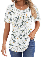 ✨Women Summer Pleated Short Sleeve Tunic Blouses Tops(Buy 3 Free Shipping)