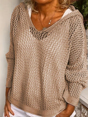 ✨Women's Solid Hollow Out Sheer Hooded Sweater (Buy 2 Free Shipping!!!)