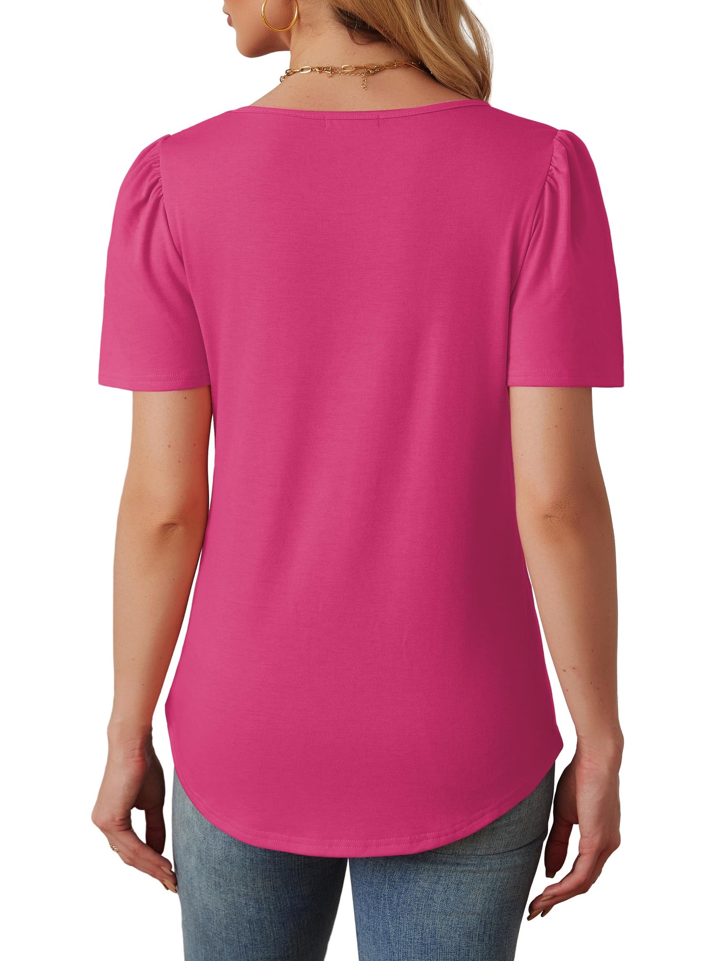 ✨Women's Short Sleeve Pleated Front Scooped Neck Tops(buy 3 free shipping)