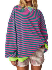 ✨Women's Striped Oversized Sweatshirt (Buy 2 Free Shipping)