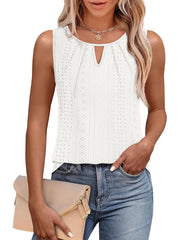 ✨Women's Keyhole Neck Trendy Sleeveless Pleated Tank Tops(Buy 3 Free Shipping)