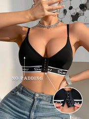 Women's Front Clasp Non-Steel Ring Gathering Bra