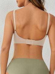 Soft Gel Seamless Wireless One-Piece Fixed Cup Nursing Bra Beige