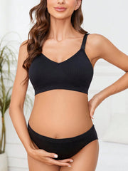Maternity Nursing Nylon Non-Steel Ring Front Clasp Bra Black