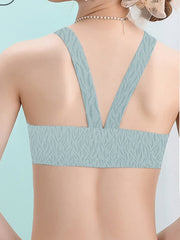 Front-Closure Wireless Seamless Maternity Nursing Bra Lightblue