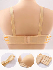 Pregnant Women's Solid Color Front-Closure Nursing Bra With Adjustable Shoulder Straps