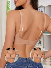 Soft Gel Seamless Wireless One-Piece Fixed Cup Nursing Bra RosyGolden