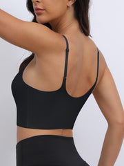 Sexy U-Back Yoga Bra with Adjustable Thin Straps for Shaping and Support Black