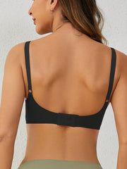 Soft Gel Seamless Wireless One-Piece Fixed Cup Nursing Bra Black