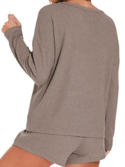 Waffle Knit Women's Pajamas Casual Set Wearable Loungewear Peru