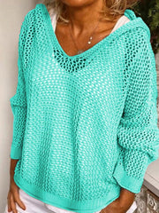 ✨Women's Solid Hollow Out Sheer Hooded Sweater (Buy 2 Free Shipping!!!)