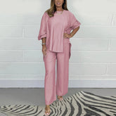 2025 new spring and summer fashion long wide-leg pants two-piece suit