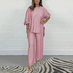 2025 new spring and summer fashion long wide-leg pants two-piece suit