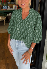 Women's V-neck Half-sleeve Printed Shirt Top (Buy 2 Free Shipping)