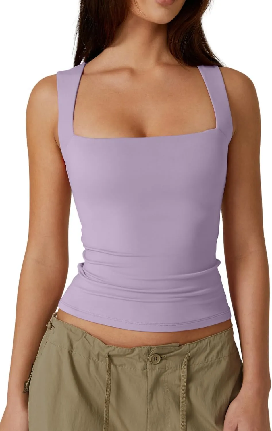 ✨Women's Square Neck Sleeveless Double-Layer Tank Tops (Buy 3 Free Shipping)