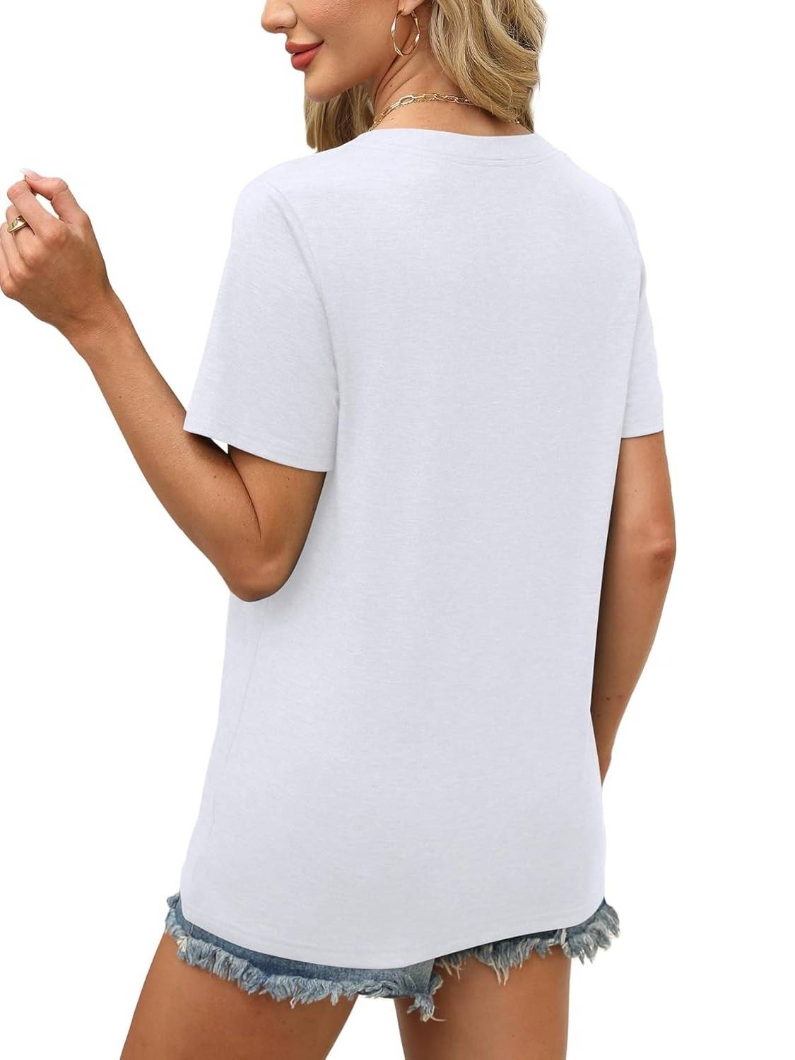 ✨Womens Short Sleeve V Neck Casual Loose Fit T-shirts (Buy 3 Free Shipping)